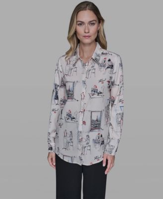 Women's Printed Button-Front Blouse