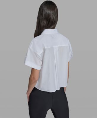 Women's Cropped City Scene Collared Top