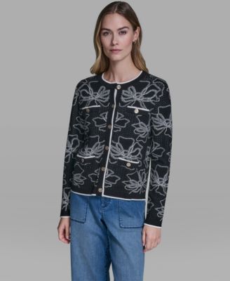 Women's Flower Embroidered Cardigan Sweater