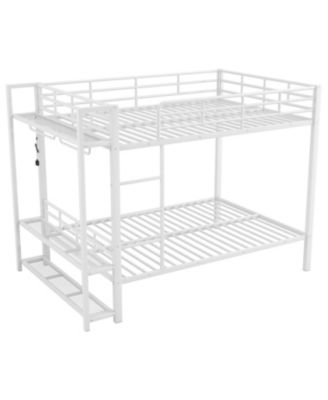 Twin Over Full Metal Storage & LED Light Bunk Bed