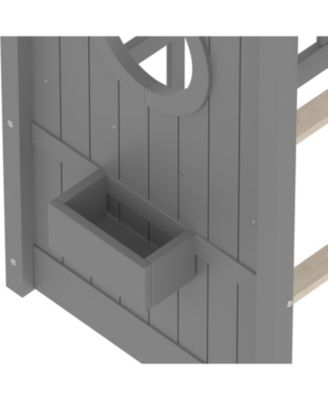 Twin Floor House Bed Toddler, Montessori Bed with Shelf, Playhouse Bed