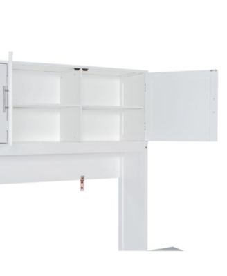  Queen Murphy Bed with Desk & Storage - White