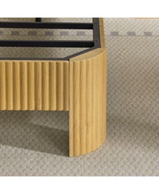 Streamdale Queen Bed Frame- Storage Headboard, Charging Station, Natural