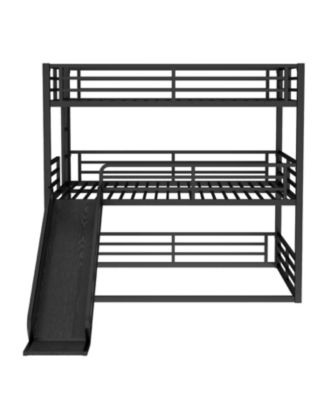 Triple Bunk Bed with Slide, Metal, Heavy-Duty