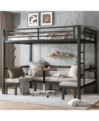 Queen Over Queen Pull-Out Bunk Bed, Safety Rails, Black