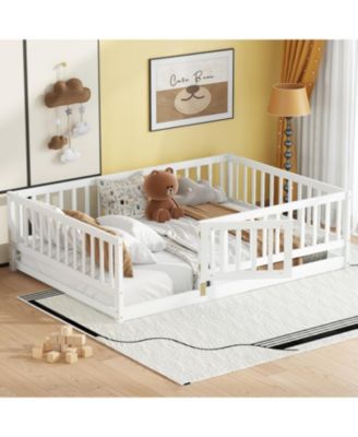  Montessori Floor Bed with Fence & Door