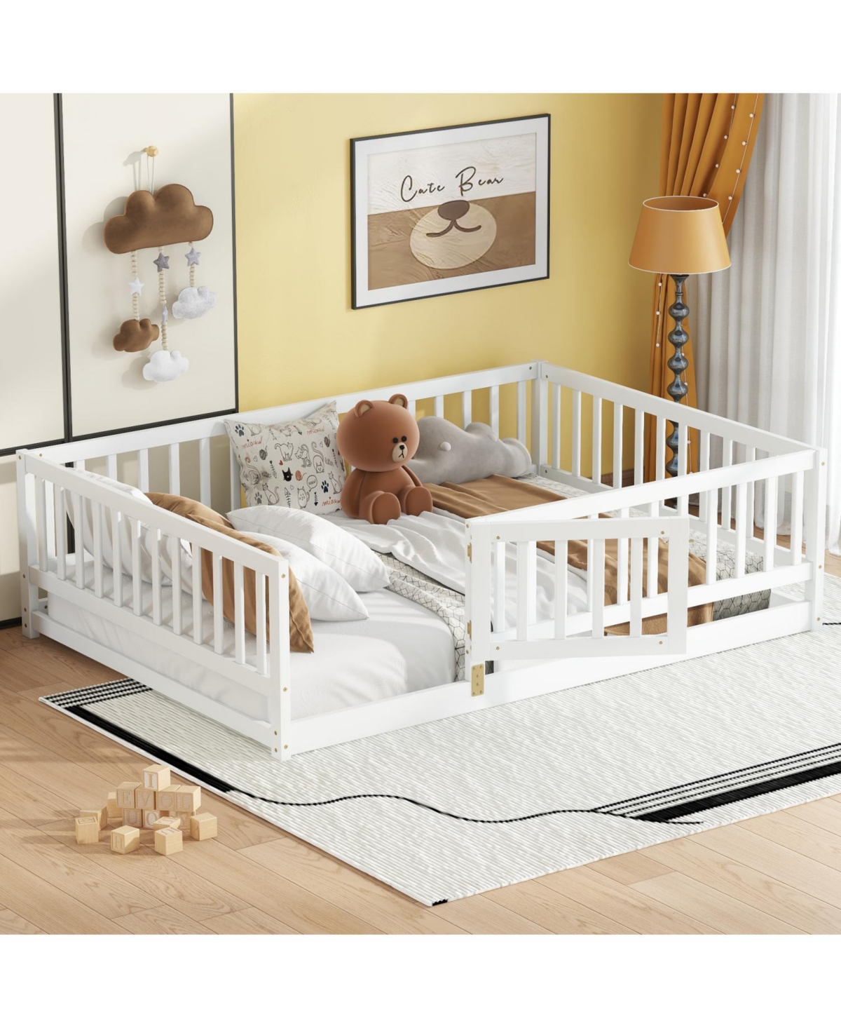Streamdale Furniture Montessori Floor Bed with Fence & Door