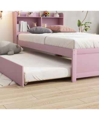 Twin Wood Trundle & Bookcase Bed