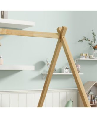 Streamdale Rubber Wood Tent Floor Bed with Guardrails & Door