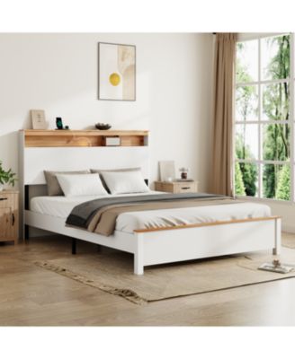 Queen Bed Frame with Charging Station