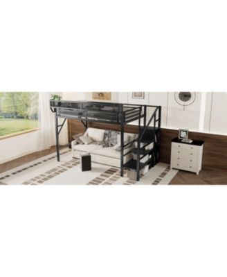 Streamdale Twin XL Loft Bed with Stairs & Storage Shelves