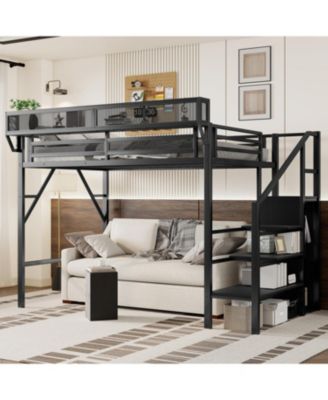 Streamdale Twin XL Loft Bed with Stairs & Storage Shelves