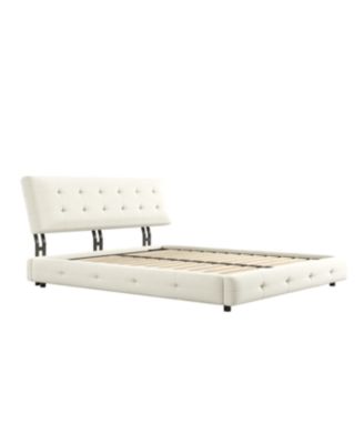 Streamdale Queen Size Bed Frame with Tufted Headboard and Cloud Pillow Design