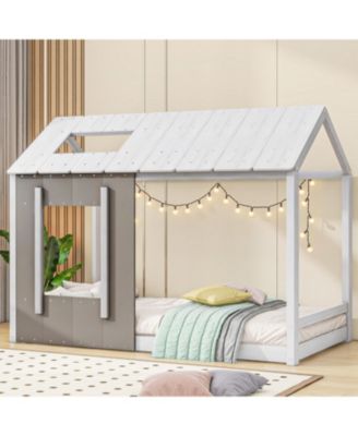 Twin Size House Platform With Roof And Window