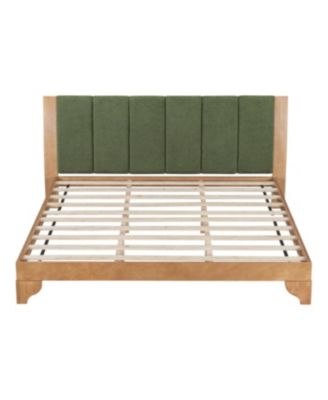 Streamdale Premium Pine Wood King Bed Frame - Mid Century Modern, Natural & Green