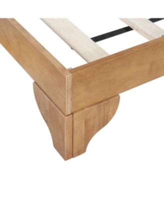 Streamdale Premium Pine Wood King Bed Frame - Mid Century Modern, Natural & Green