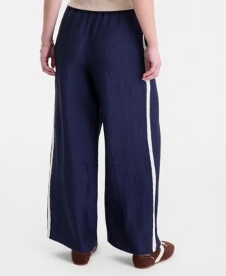 Women's Crinkle Satin Wide-Leg Pull-On Pants, Regular & Short