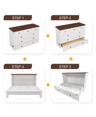 Streamdale Solid Pine Murphy Bed Chest with Storage, Charging