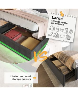 Queen size Upholstered LED Smart Bed with Storage bed Frame