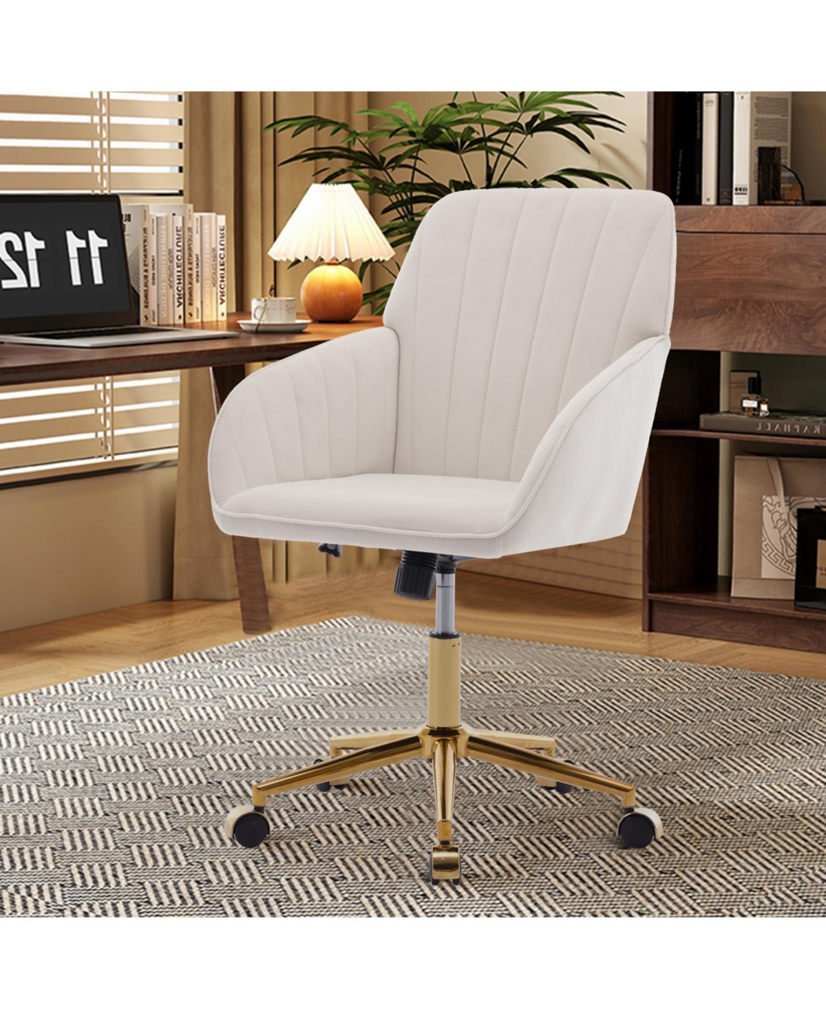 Streamdale Furniture Luxurious Ergonomic Office Chair with Gold Base for Comfort and Style