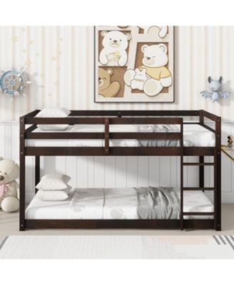  Twin Over Twin Loft Bed with Wood Platform, Espresso