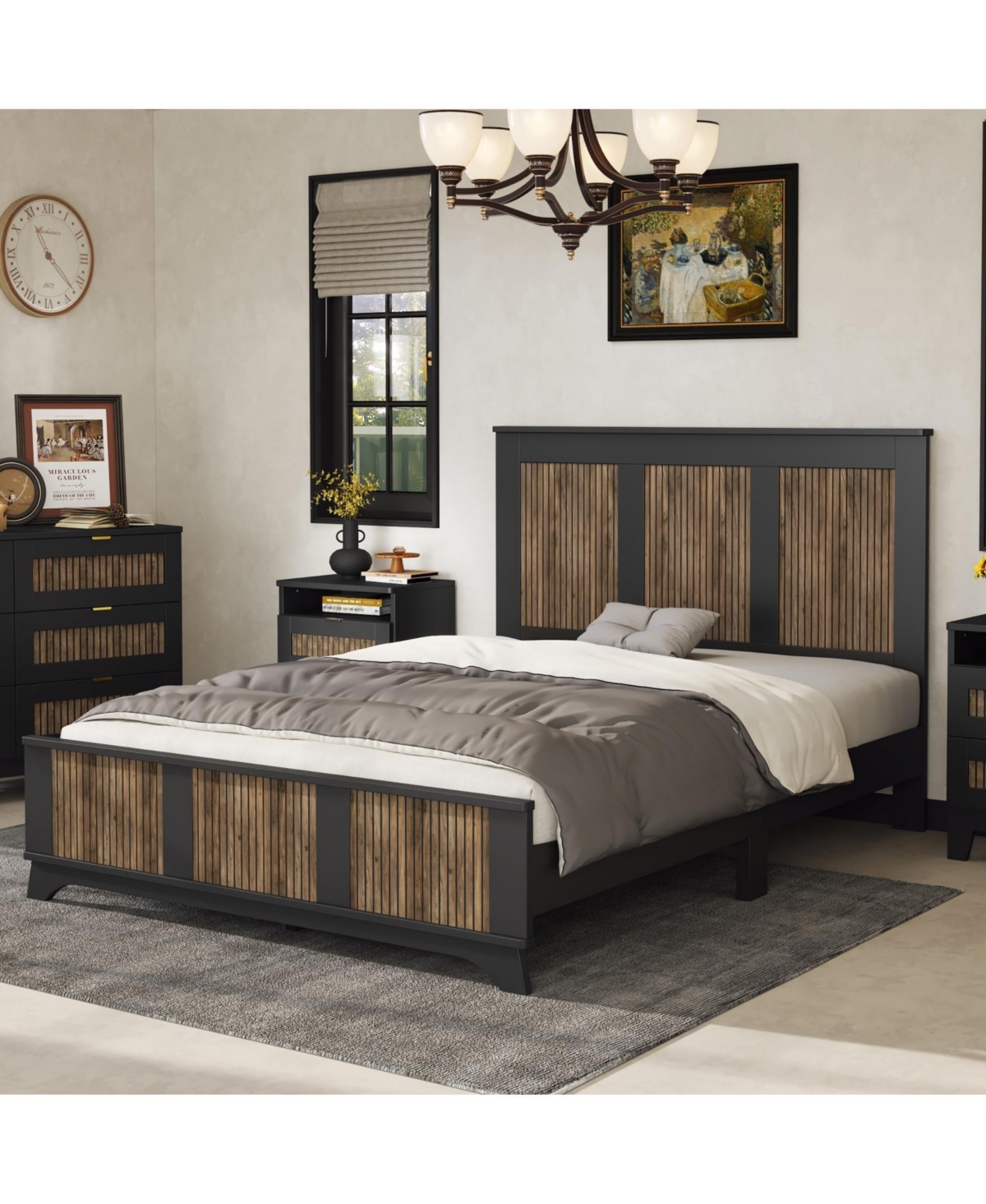 Streamdale Furniture Wooden Platform Queen Bed with Plywood Slats