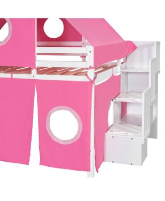 Full Size Loft Bed with Tent and Tower