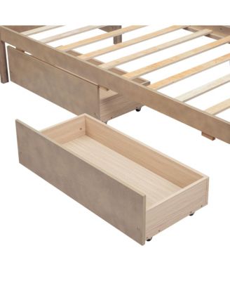 Twin Size L-shaped Platform Bed with Three Storage Drawers