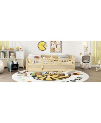 Twin Floor Bed with Safety Rail & Door