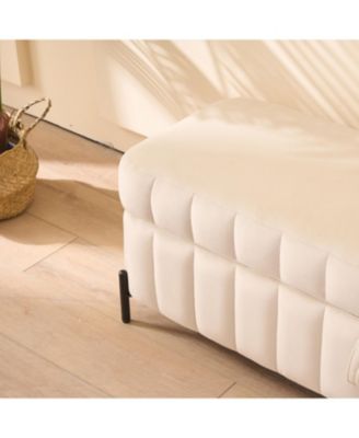 Beige Velvet Storage Bench - 49" Wide