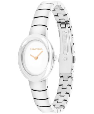 Women's Twisted Bezel Silver Tone Stainless Steel Bracelet Watch, 24mm