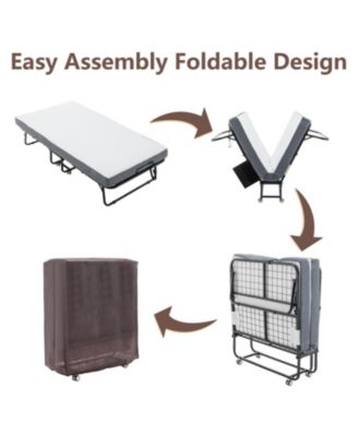 Foldable Guest Bed with Memory Foam Mattress and Storage Cover (Scot Size