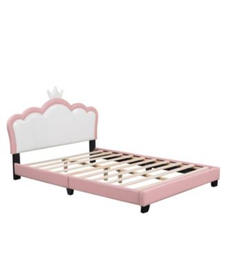 Full size Upholstered Princess Bed With Crown Headboard,Full Size Platform Bed with Headboard and Footboard