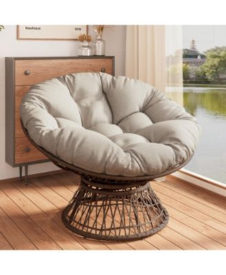 Ergonomic Wicker Chair with Plush Cushion, Durable Cover, Sturdy Frame, Smooth Swivel