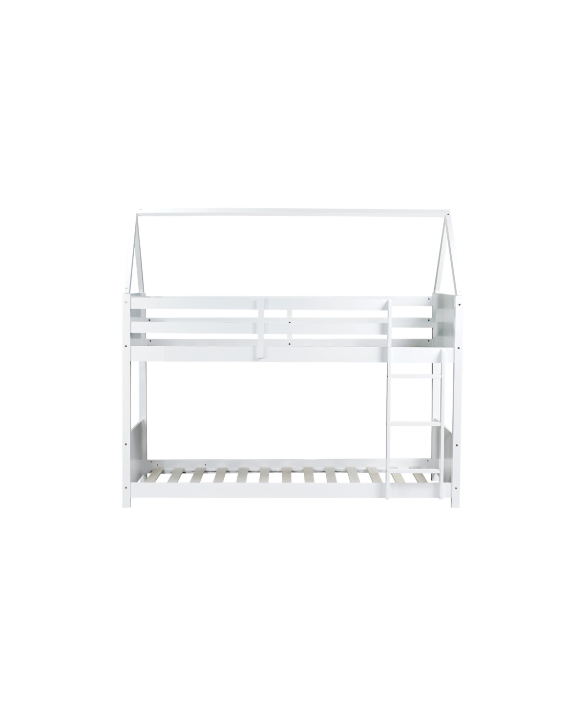 Streamdale Furniture White Twin Over Twin Bunk Bed with Ladder and Safety Rails