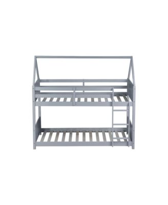 Twin-over-Twin Bunk Bed with Headboards, Guardrails, Ladder