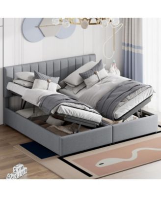 King Size Upholstered Platform Bed with a Hydraulic Storage System