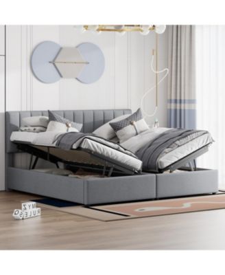 King Size Upholstered Platform Bed with a Hydraulic Storage System
