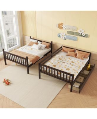 Streamdale Full-Size Bunk Bed with Drawers, Convertible to 2 Full Beds