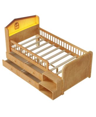  House Loft Bed with LED Lights and Storage