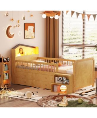  House Loft Bed with LED Lights and Storage