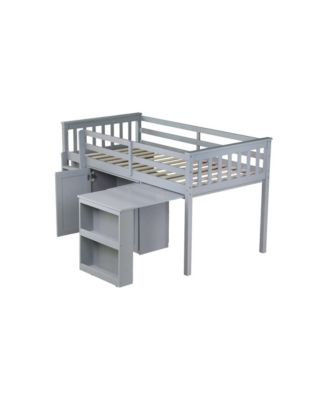 Twin Loft Bed with Storage, Desk, and Safety Features