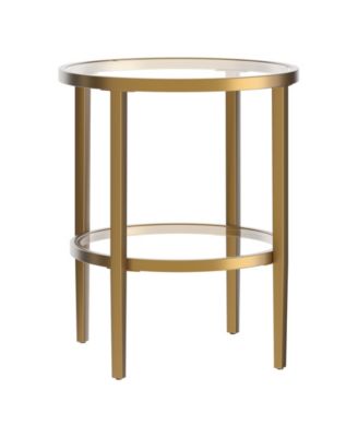 Hera 20" Wide Round Side Table with Glass Shelf