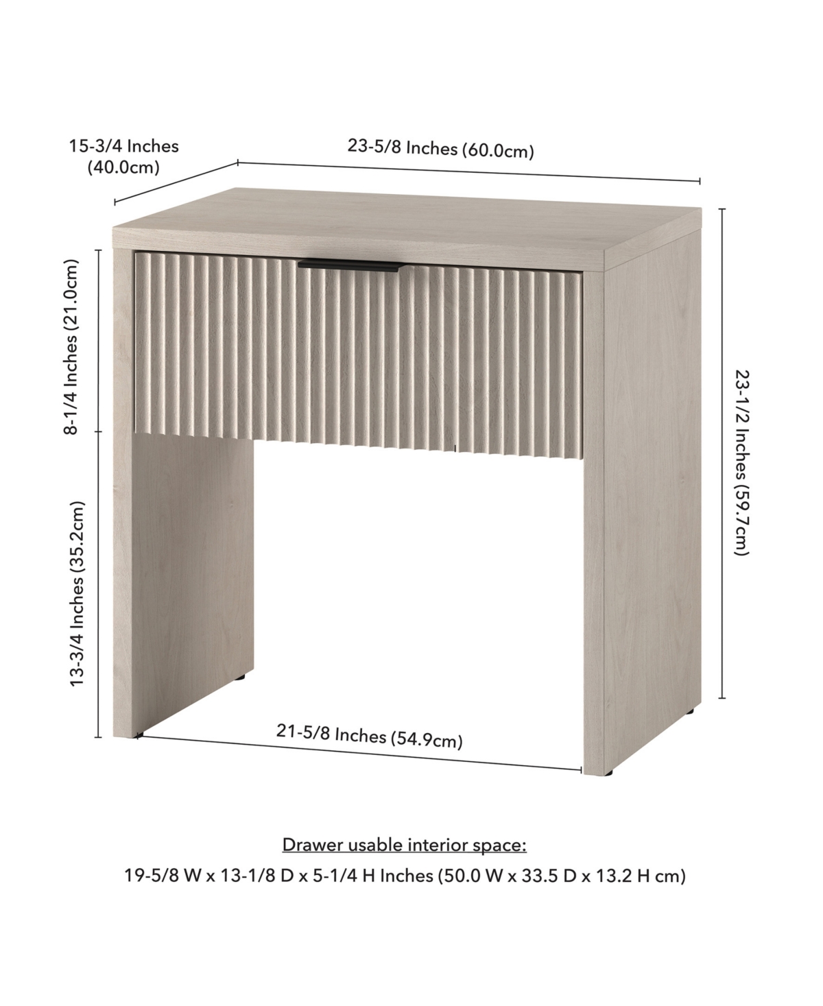 Hudson & Canal Kenslow 24" Wide Rectangular Fluted Nightstand