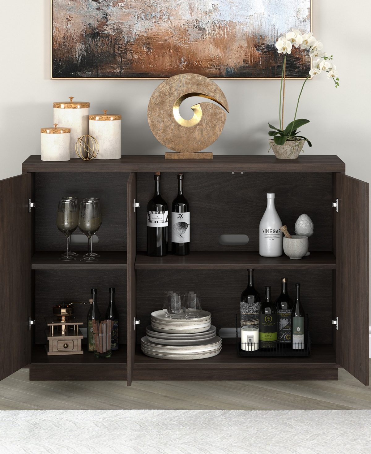 Hudson & Canal Alston 48" Wide Rectangular Fluted Buffet Table