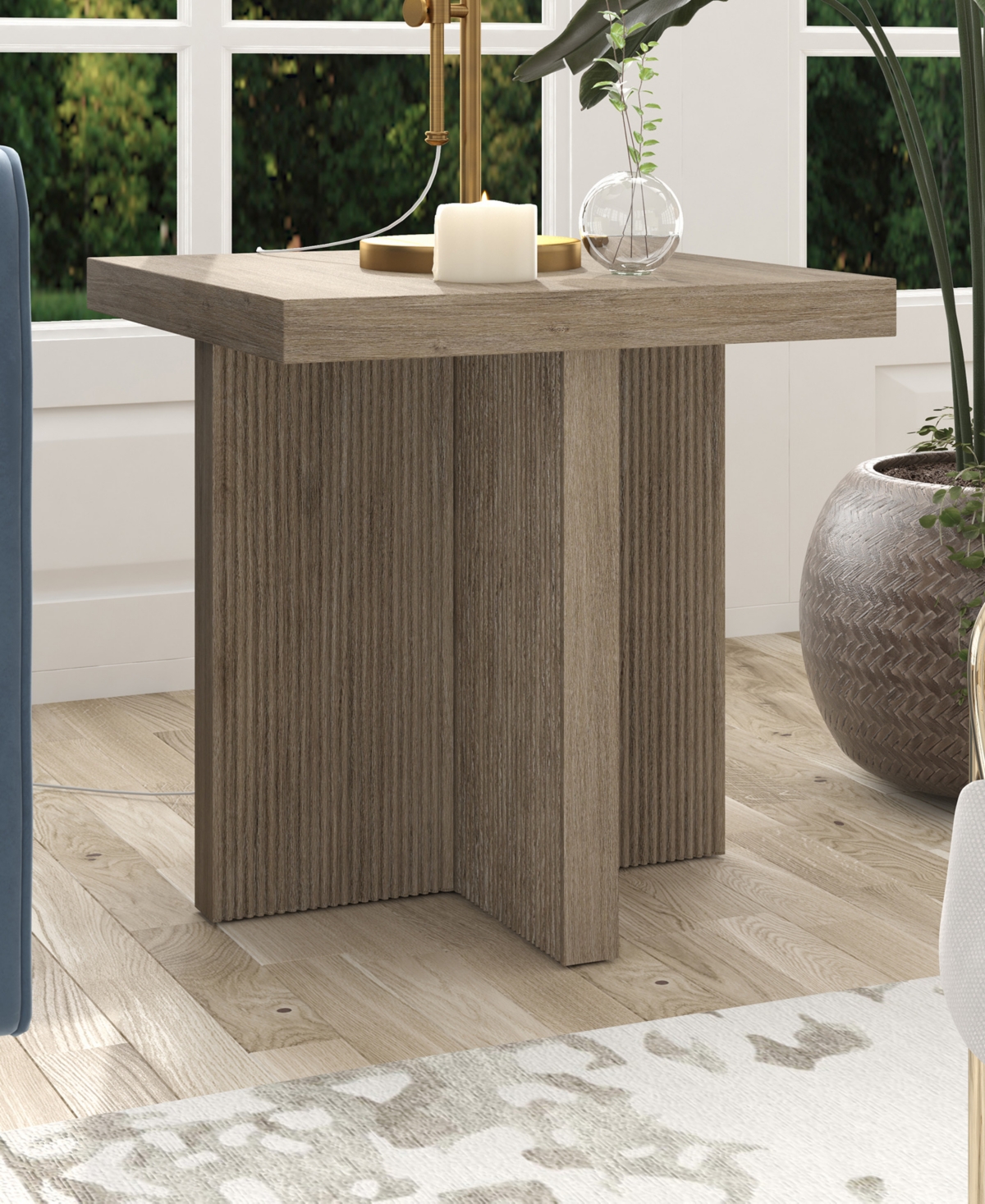 Hudson & Canal Boden 22" Wide Square Fluted Side Table