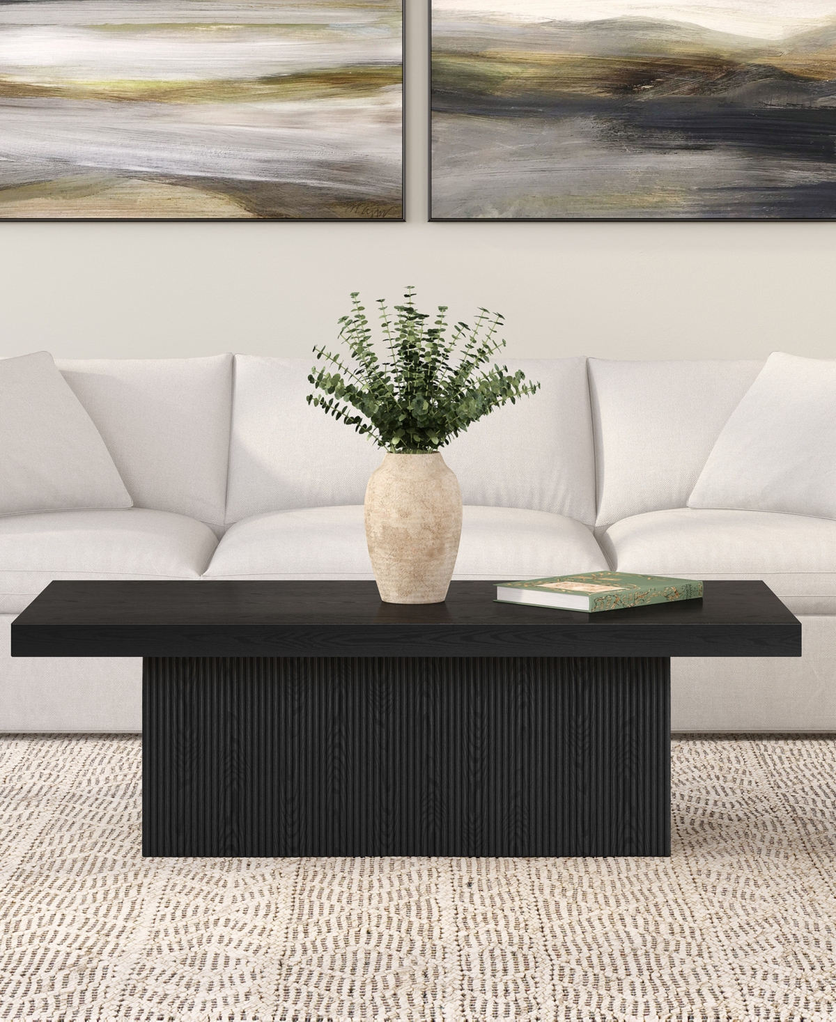 Hudson & Canal Torren 48" Wide Rectangular Fluted Coffee Table