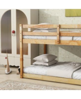 Streamdale Twin over Twin Loft Bed with Ladder, Solid Wood Platform