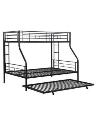 Twin Over Full with trundle Metal Bunk Bed, No Box Spring Needed, Easy Assemble