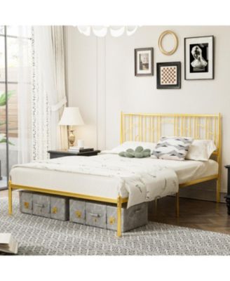 Metal Steel Platform Bed Frame with Iron-art Headboard (Queen Size)